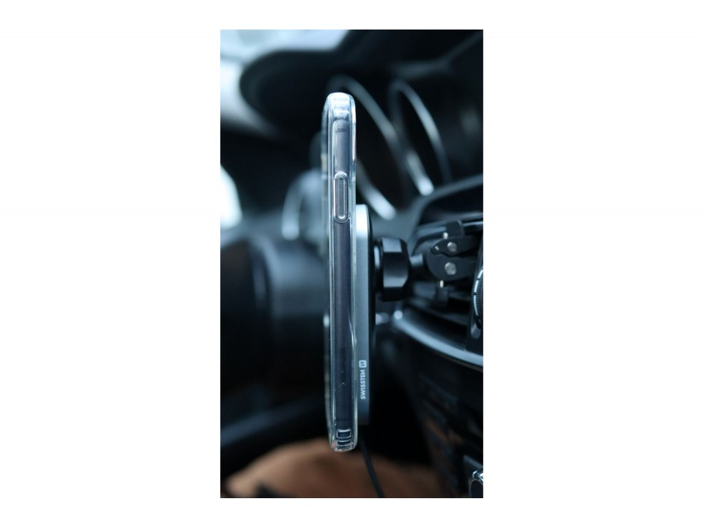 Swissten 2-in-1 Magnetic Car Holder, Μαγνητική Βάση / MagSafe 15W Κινητού Αυτοκινήτου για Ασύρματη Φόρτιση, Black