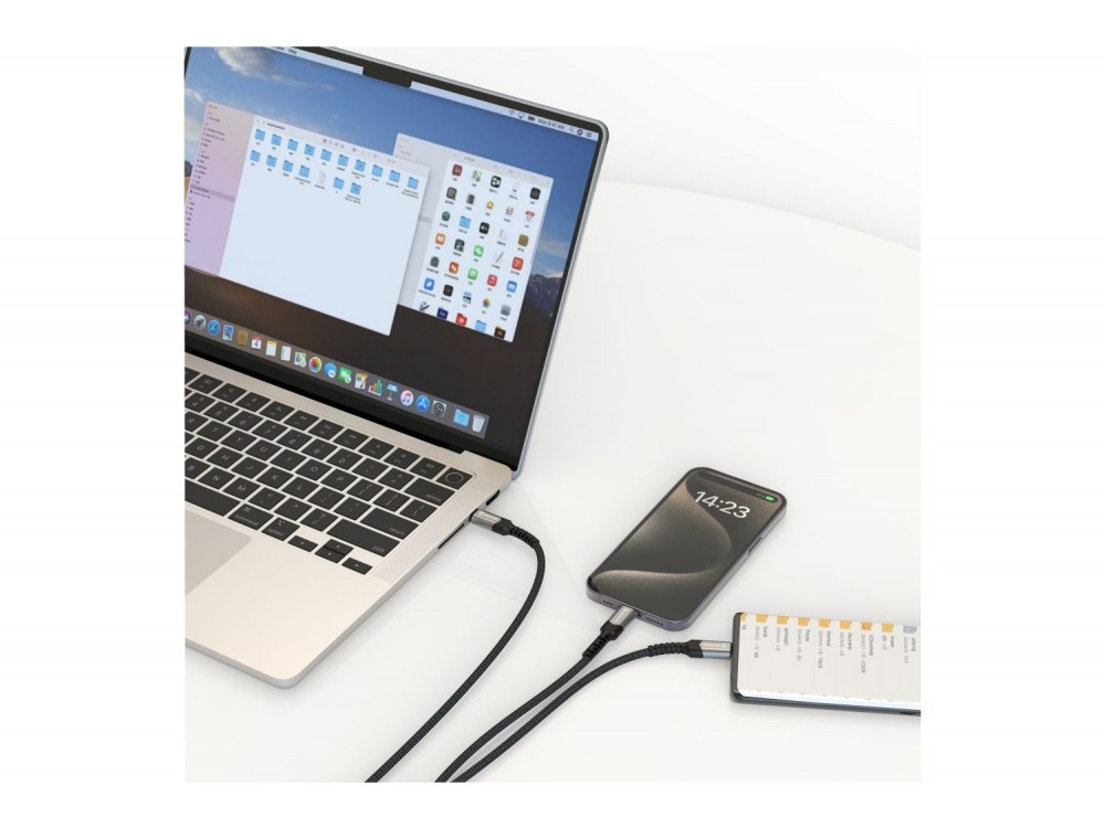Swissten 2-in-1 Καλώδιο 1.2μ, Διπλό από Type-C σε Type-C & Type-C (100W Total), Black