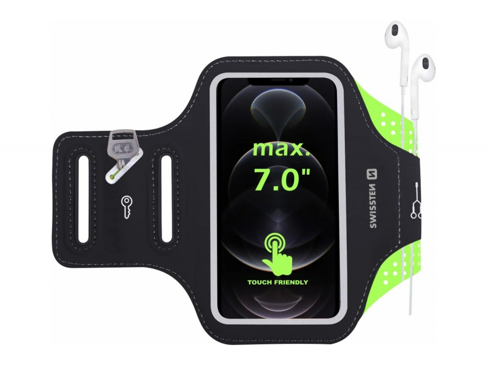 Swissten Armband Case 7", Αδιάβροχη Θήκη Μπράτσου για Κινητό έως 7" με Θήκη για Κλειδί, Black
