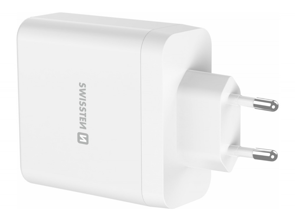 Swissten Core 100W GaN Φορτιστής Πρίζας με 3 Θύρες USB-C & Θύρα USB-A με Υποστήριξη PD / PPS + AVS, White