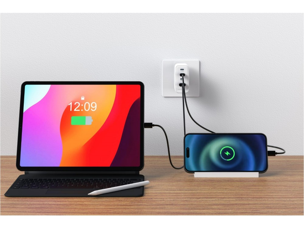 Swissten Core 100W GaN Φορτιστής Πρίζας με 3 Θύρες USB-C & Θύρα USB-A με Υποστήριξη PD / PPS + AVS, White