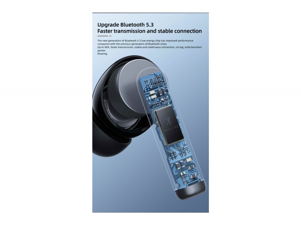 Swissten Focus In-ear Bluetooth 5.3 Handsfree Ακουστικά με ANC & Θήκη Φόρτισης, Black