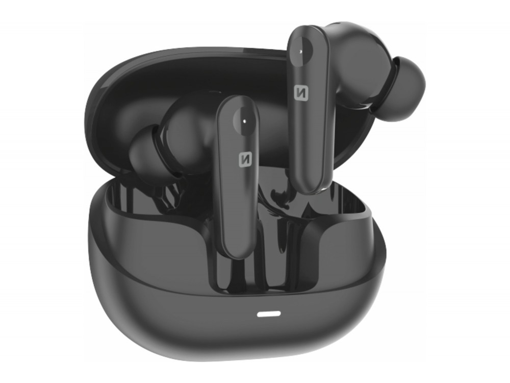 Swissten Focus In-ear Bluetooth 5.3 Handsfree Ακουστικά με ANC & Θήκη Φόρτισης, Black