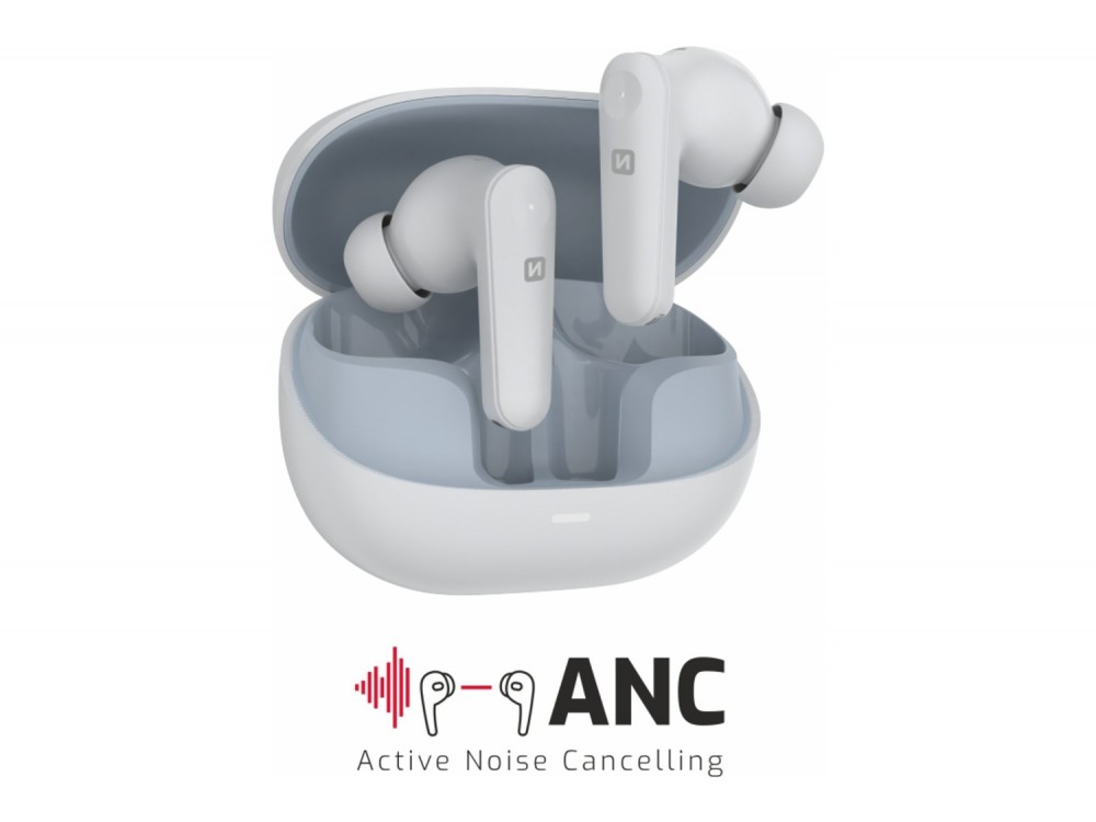 Swissten Focus In-ear Bluetooth 5.3 Handsfree Ακουστικά με ANC & Θήκη Φόρτισης, White