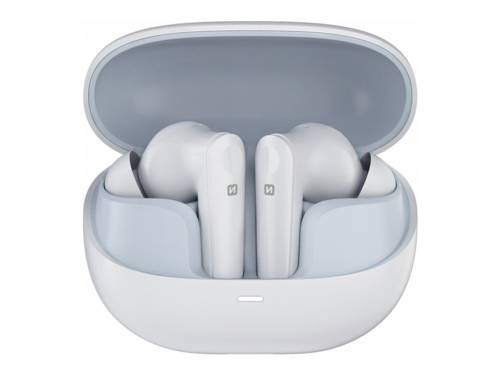 Swissten Focus In-ear Bluetooth 5.3 Handsfree Ακουστικά με ANC & Θήκη Φόρτισης, White
