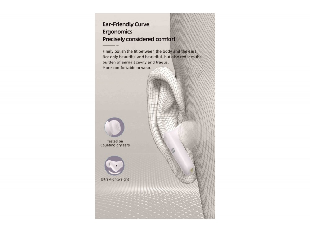 Swissten Focus In-ear Bluetooth 5.3 Handsfree Ακουστικά με ANC & Θήκη Φόρτισης, White