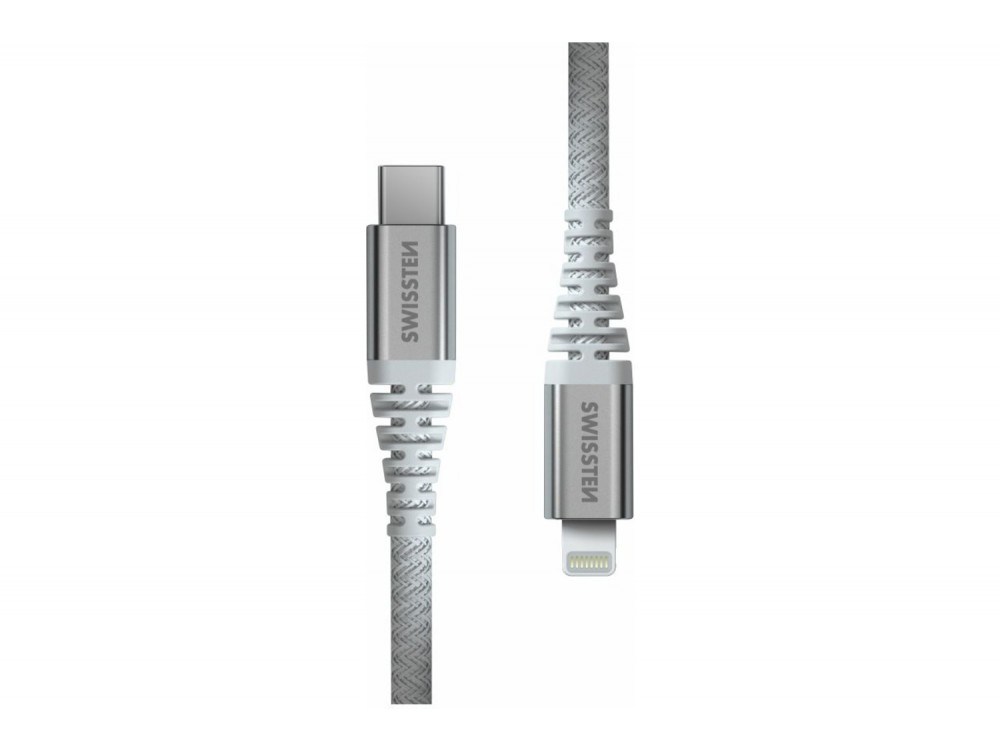 Swissten Καλώδιο USB-C σε Lightning 1,5μ. 60W με Ενισχυμένη Ύφανση Aramid, White