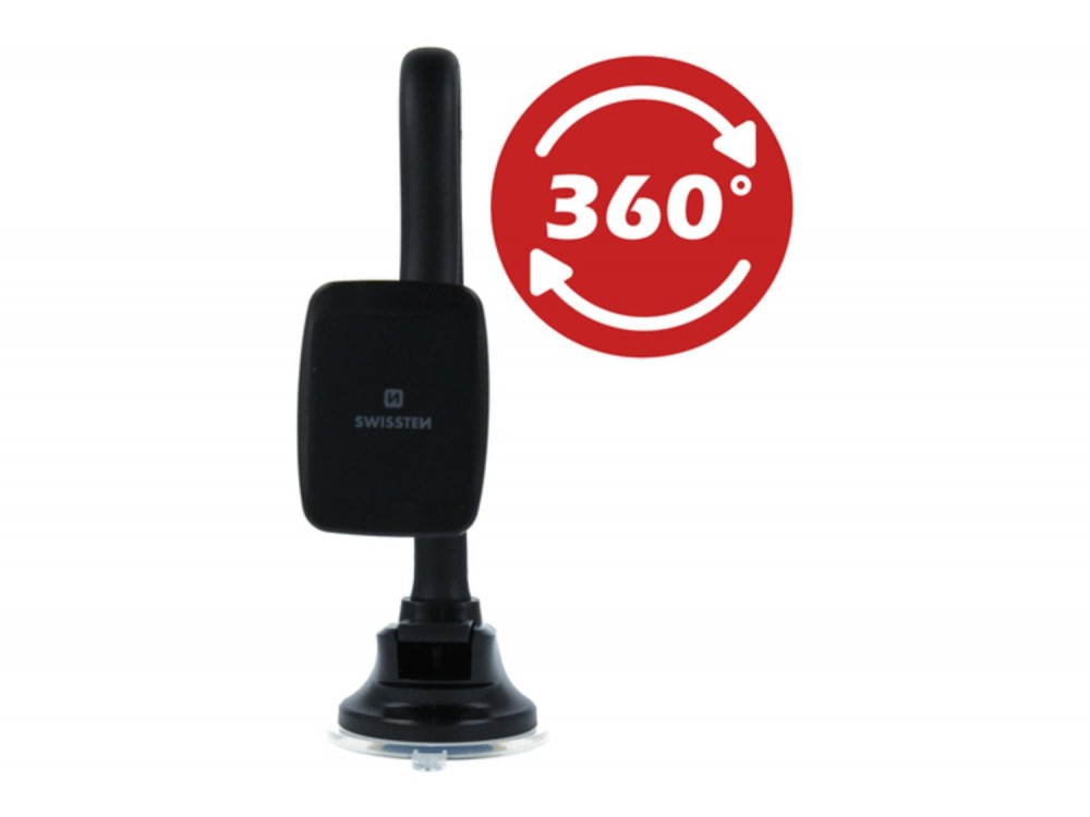 Swissten Magnetic Car Holder, Μαγνητική Εύκαμπτη Βάση Κινητού / Τάμπλετ Αυτοκινήτου S-GRIP M5-HK με Βραχίονα, Black
