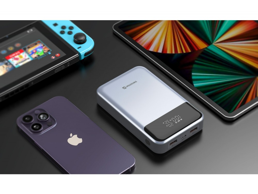 Swissten Power Bank 20000mAh για Laptop, 100W με Θύρα USB-C και 2 Θύρες USB-A Power Delivery / Quick Charge 3.0, Grey