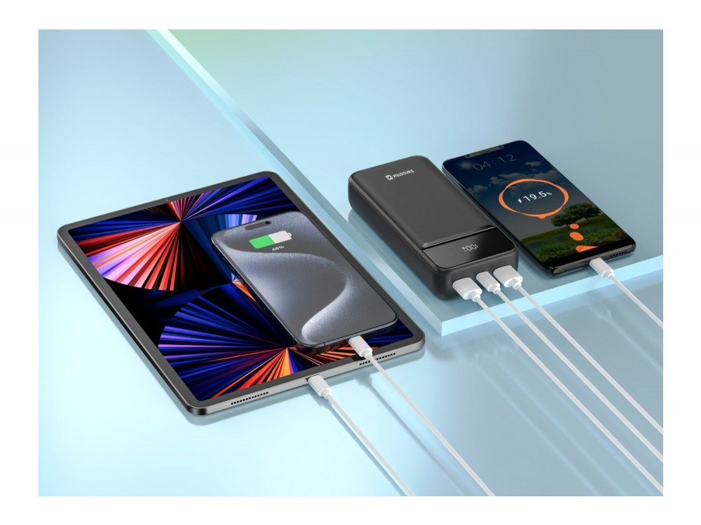 Swissten Power Line II 20000 PD 22.5W USB-C Power Bank 20.000mAh Power Delivery & QC3.0, Μαύρο