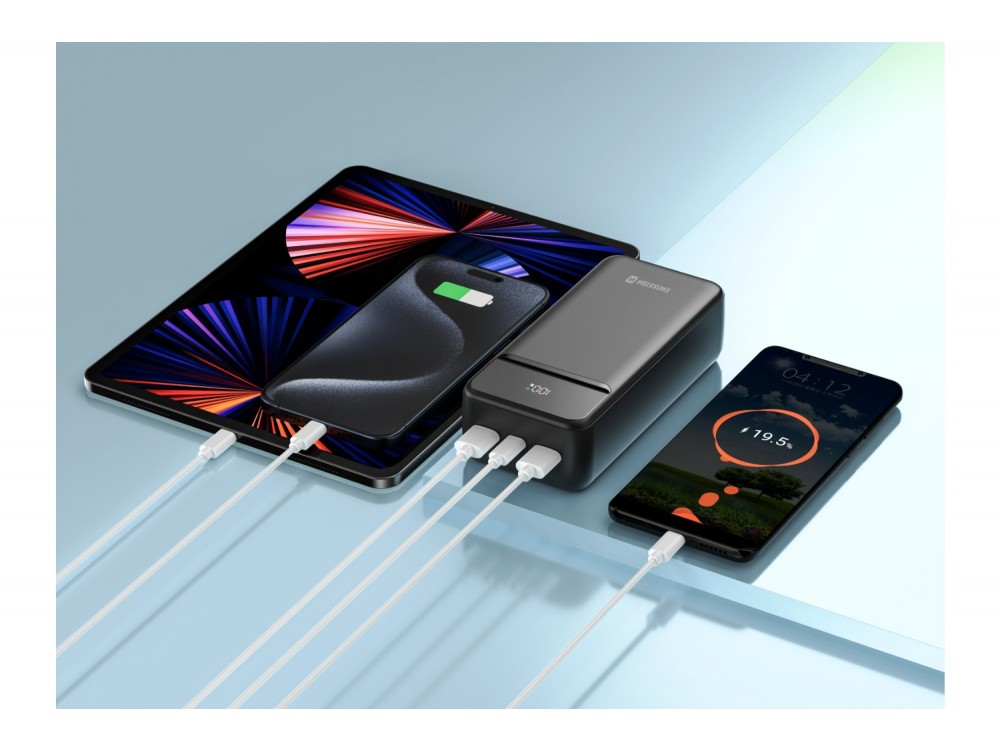 Swissten Power Line II 30000 PD 22.5W USB-C Power Bank 30.000mAh Power Delivery & QC3.0, Μαύρο
