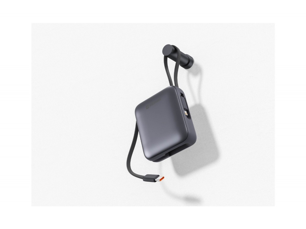Swissten Space Power Bank 22.5W, 10.000mAh, με Θύρα USB-C & Ενσωματωμένα Καλώδια USB-C & Lightning, Silver