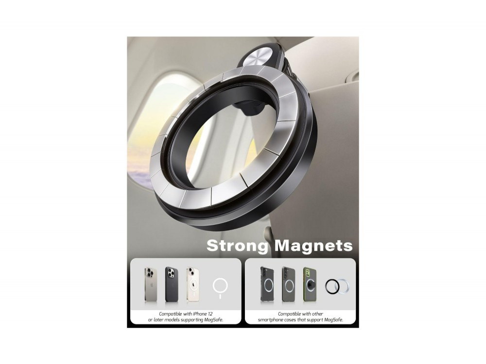 Swissten Universal MagSafe Holder, Μαγνητική Βάση Magsafe για Κινητό με Προσαρμοζόμενη Λαβή έως 3.5εκ., Black