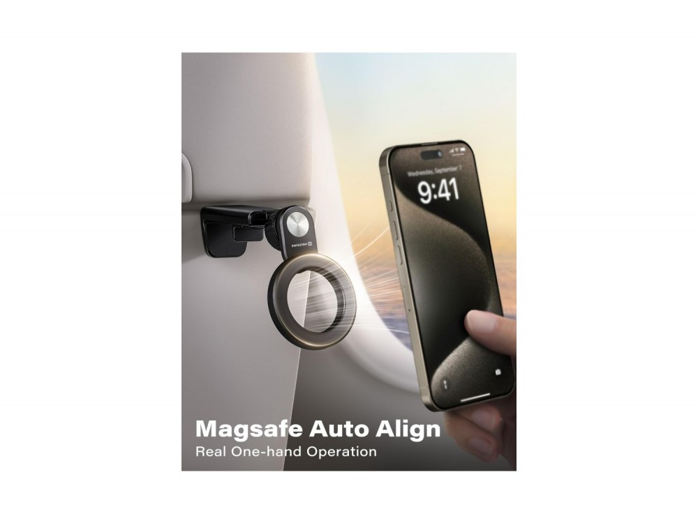 Swissten Universal MagSafe Holder, Μαγνητική Βάση Magsafe για Κινητό με Προσαρμοζόμενη Λαβή έως 3.5εκ., Black