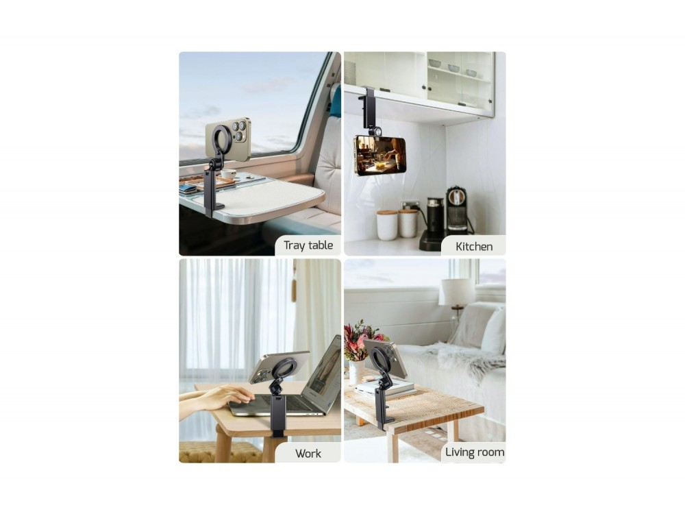 Swissten Universal MagSafe Holder, Μαγνητική Βάση Magsafe για Κινητό με Προσαρμοζόμενη Λαβή έως 3.5εκ., Black