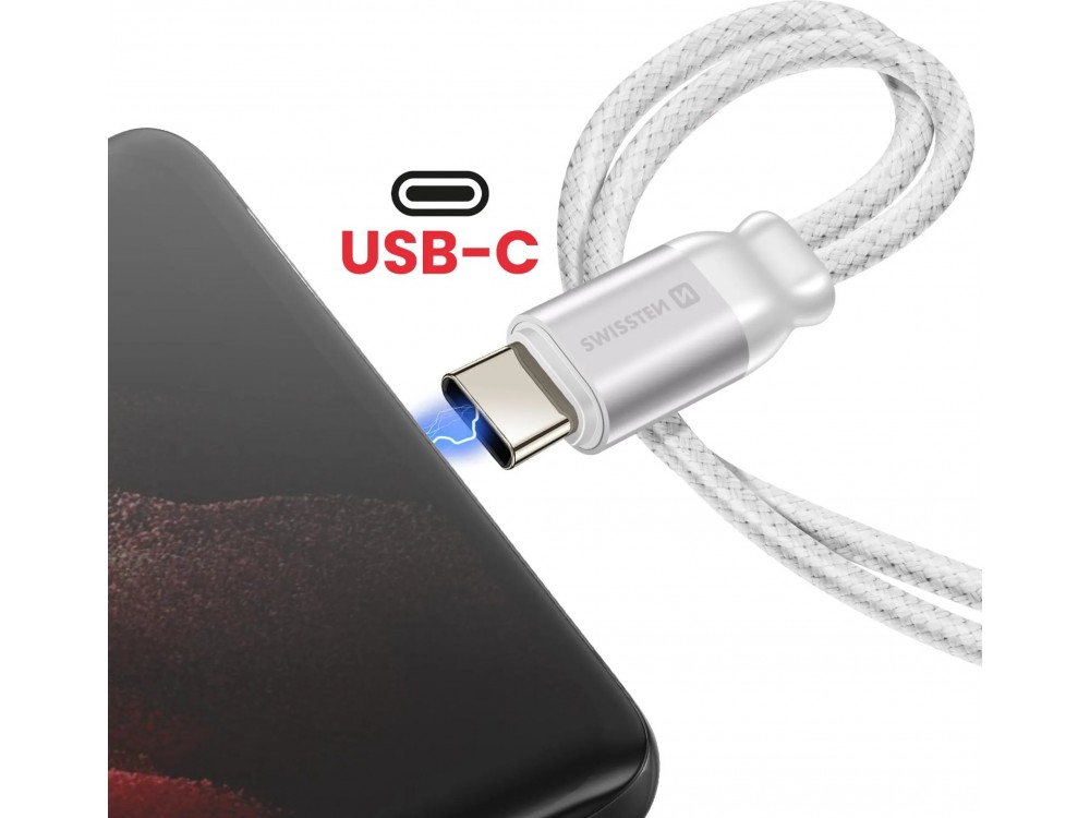 Swissten USB-C Male σε 3.5mm Female Auxiliary & USB-C Female Splitter Audio Cable 25cm Braided