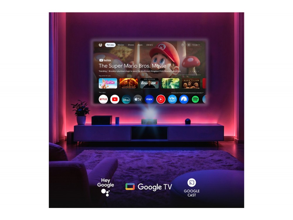 Thomson Sirius Google TV Projector 1080p Ultra Short Throw με WiFi, Google TV, 600 ANSI Lumens - ΑΝΟΙΓΜΕΝΗ ΣΥΣΚΕΥΑΣΙΑ