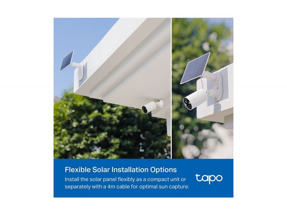 TP-Link Tapo A201 Ηλιακό Πάνελ για Κάμερες Tapo με Μπαταρία, IP65, Καλώδιο 0,25m + Προέκταση 3,8m