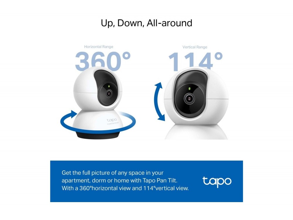 TP-Link Tapo C220 IP Κάμερα Wi-Fi 2K QHD 4MP Pan/Tilt 360° με Νυχτερινή Όραση & Αμφίδρομη Επικοινωνία, White