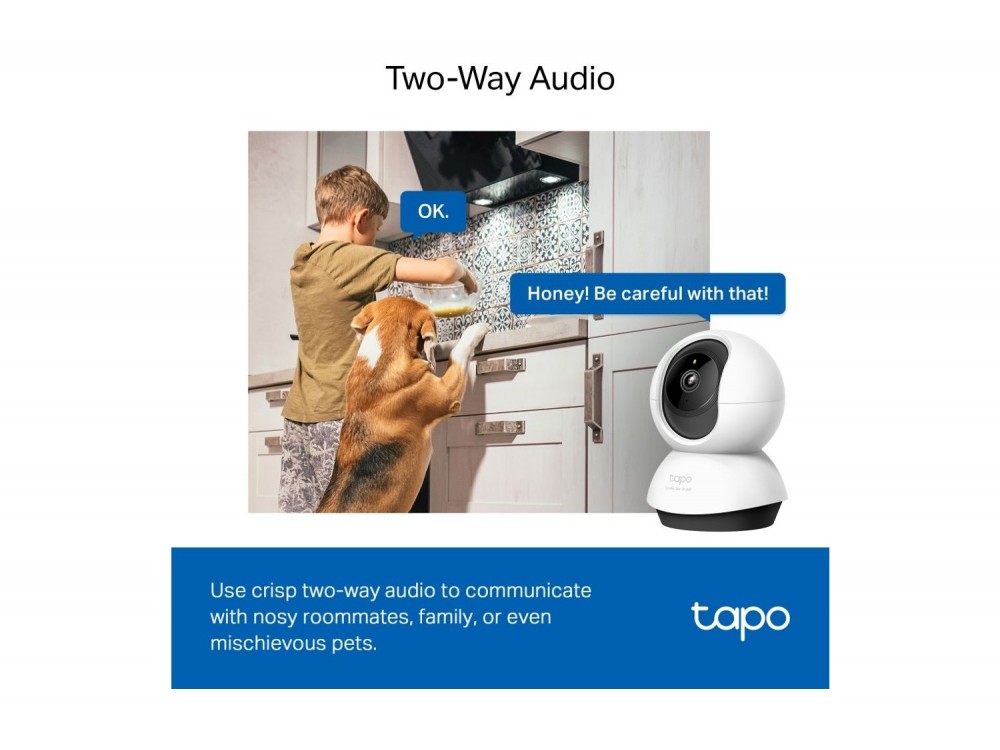 TP-Link Tapo C220 IP Κάμερα Wi-Fi 2K QHD 4MP Pan/Tilt 360° με Νυχτερινή Όραση & Αμφίδρομη Επικοινωνία, White
