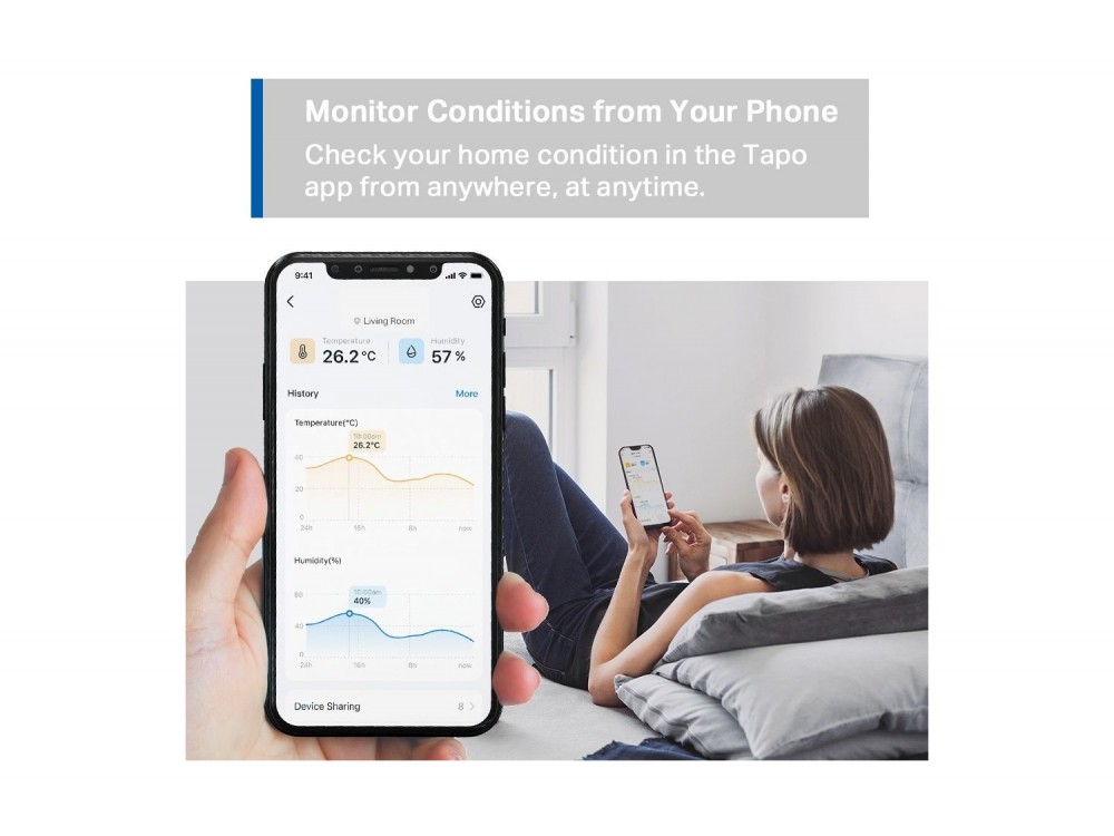TP-Link Tapo T310 Έξυπνος Αισθητήρας Θερμοκρασίας & Υγρασίας (απαιτεί Tapo Hub H100/H200/H500)