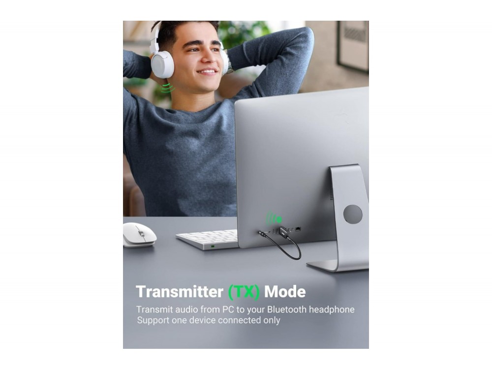 Ugreen Bluetooth 5.1 2-in1 Transmitter/Receiver, 3.5mm AUX Wireless Audio Adapter με 1μ. Καλώδιο AUX - ΑΝΟΙΓΜΕΝΗ ΣΥΣΚΕΥΑΣΙΑ