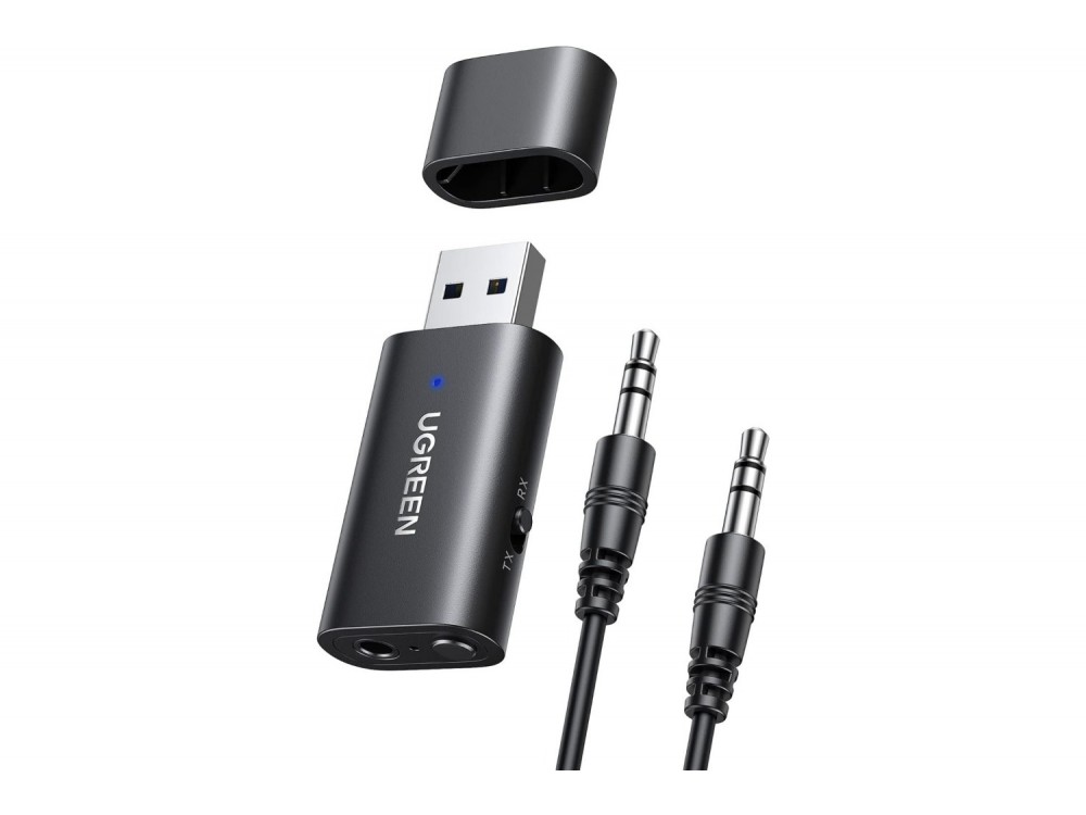 Ugreen Bluetooth 5.1 2-in1 Transmitter/Receiver, 3.5mm AUX Wireless Audio Adapter με 1μ. Καλώδιο AUX - ΑΝΟΙΓΜΕΝΗ ΣΥΣΚΕΥΑΣΙΑ