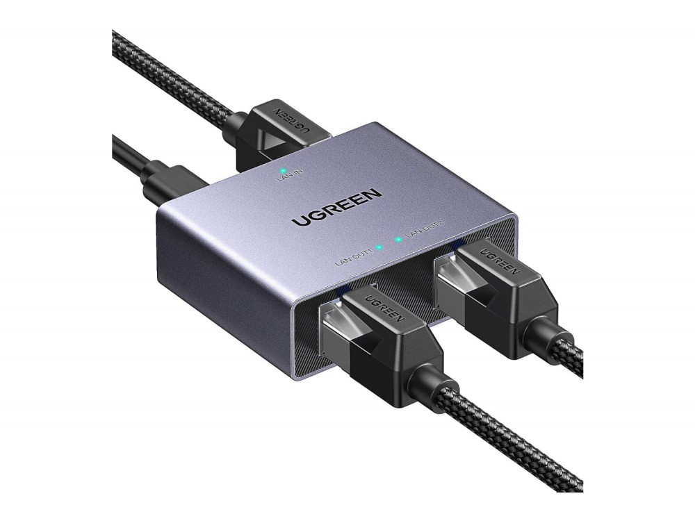 Ugreen Ethernet Splitter 1 σε 2 Gigabit 1000Mbps με Τροφοδοσία USB-C, Αλουμινίου