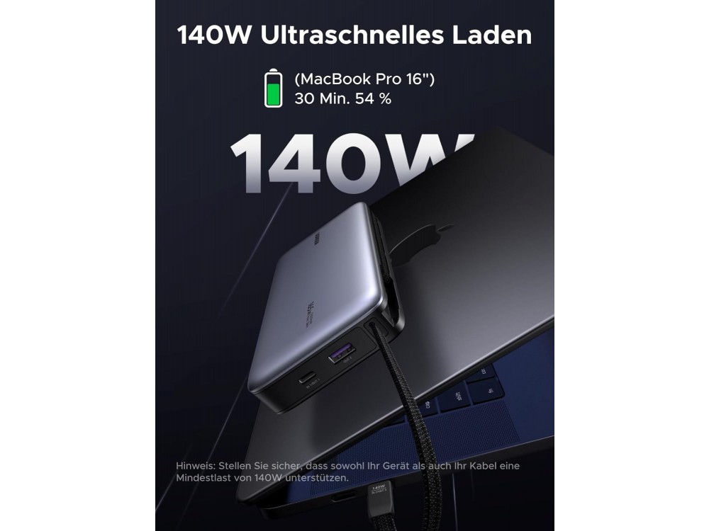 Ugreen 165W Power Bank 25000mAh με Ενσωματωμένο Καλώδιο USB-C