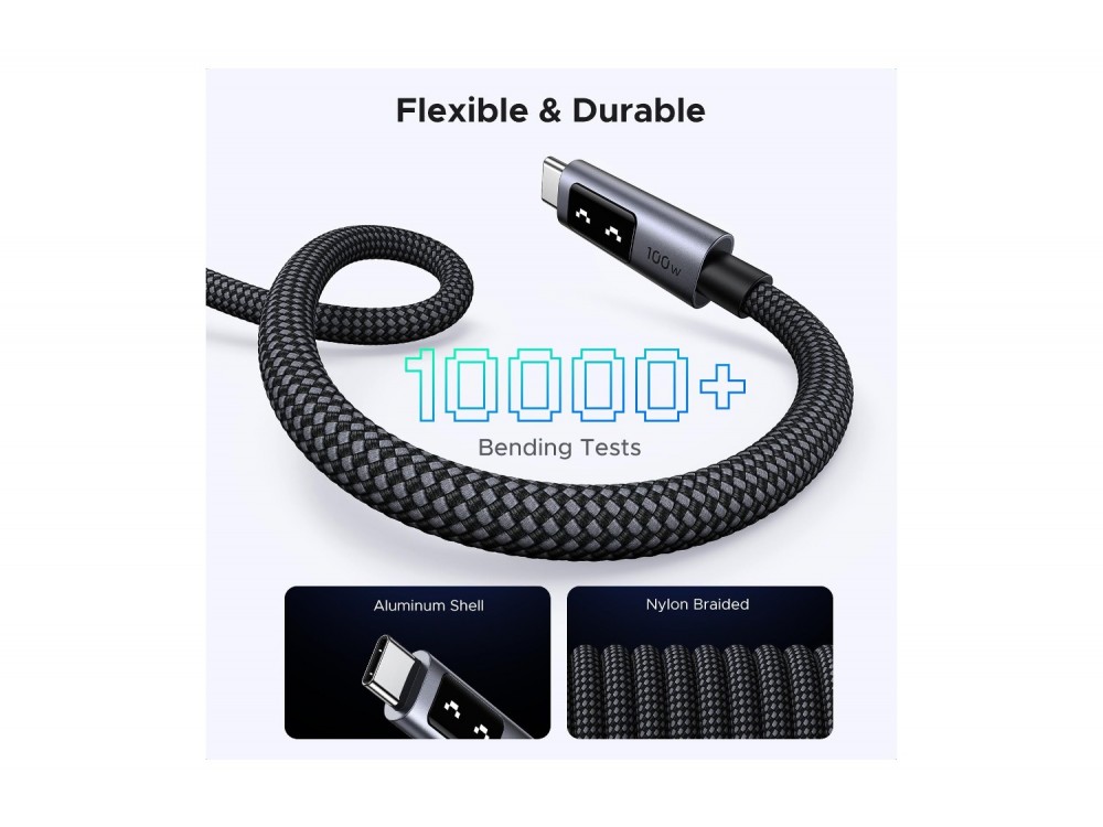 Ugreen Uno Καλώδιο USB-C σε USB-C 100W με LED Ένδειξη Φόρτισης (Smiley), 2m