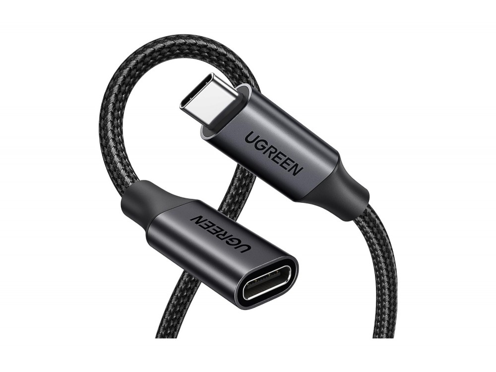 Ugreen USB-C Καλώδιο Επέκτασης 1μ. Type-C Θηλυκό σε Type-C Αρσενικό USB3.2 Gen2 10Gbps, με Νάυλον Ύφανση, Μαύρο