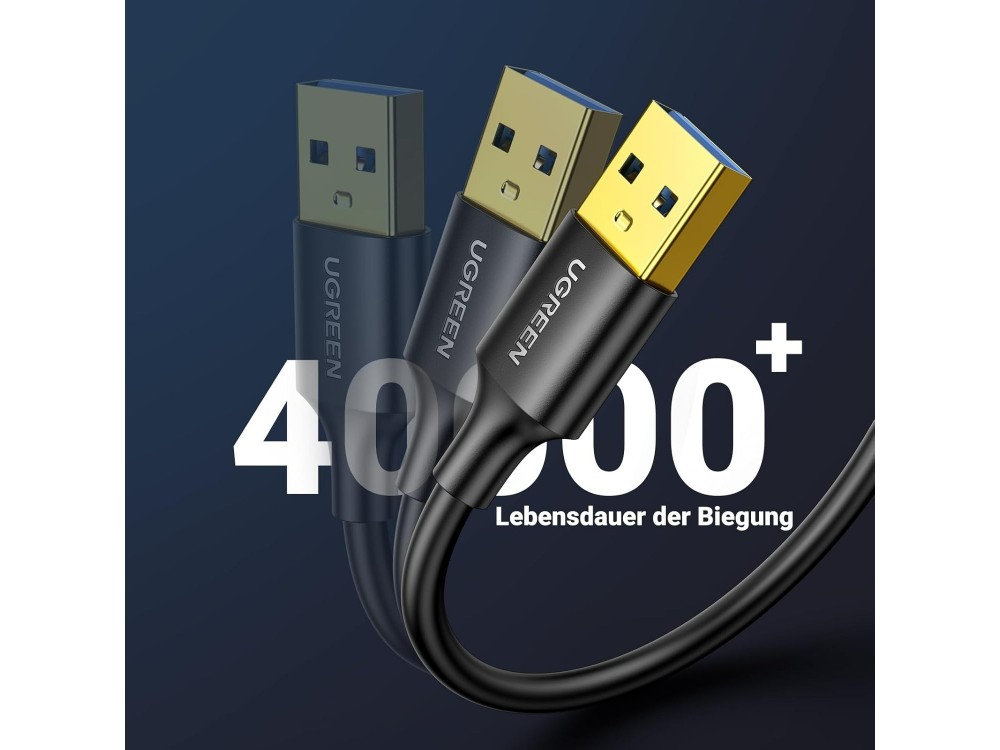 Ugreen Καλώδιο USB 3.0 USB-A Αρσενικό σε Αρσενικό, 0.5m, Black
