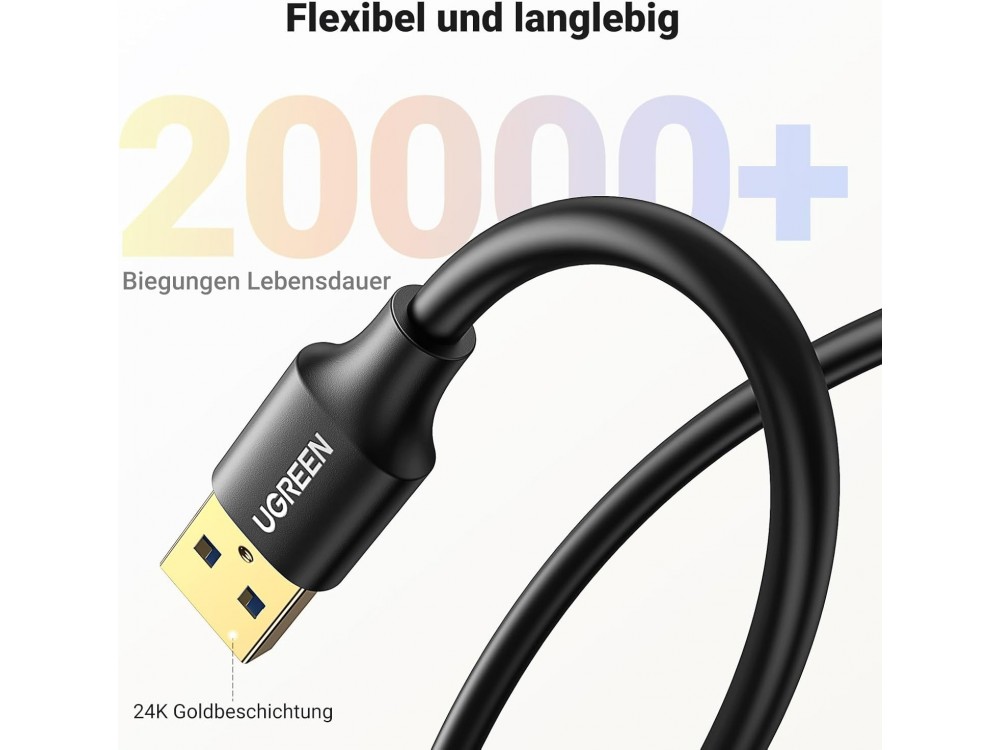 Ugreen Καλώδιο Προέκτασης USB 3.0 USB-A Αρσενικό σε Θηλυκό, 1.5m, Black
