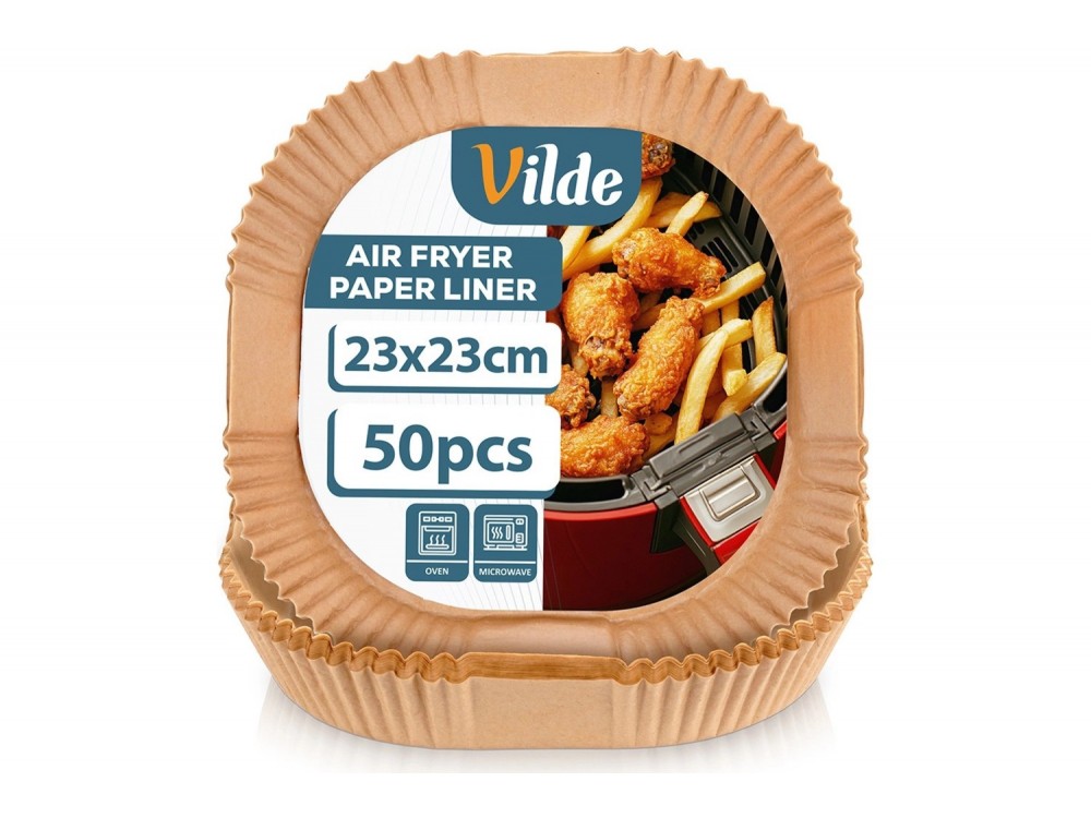 Vilde Αντικολλητικά Χαρτιά για Air Fryer 23x23cm Τετράγωνα, Σετ 50τμχ