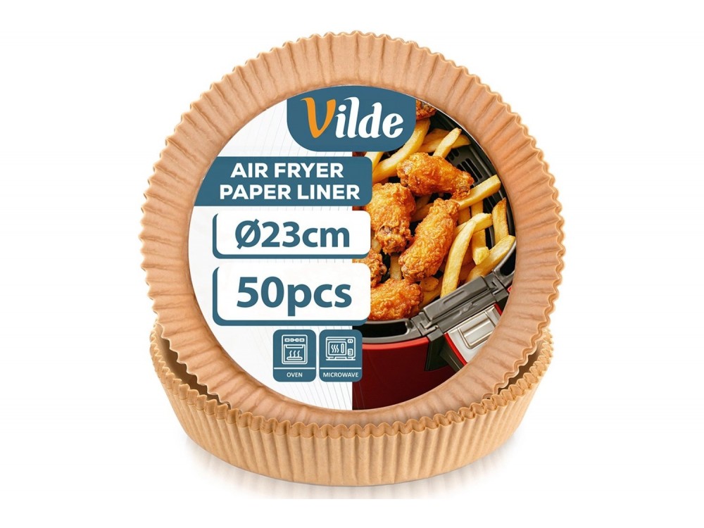 Vilde Αντικολλητικά Χαρτιά για Air Fryer 23cm Στρογγυλά, Σετ 50τμχ