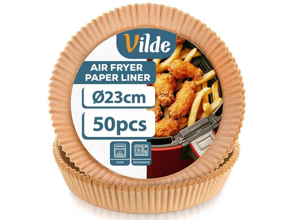 Vilde Αντικολλητικά Χαρτιά για Air Fryer 23cm Στρογγυλά, Σετ 50τμχ