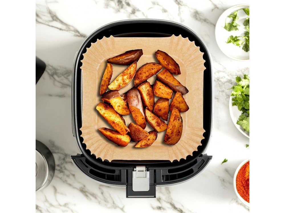 Vilde Αντικολλητικά Χαρτιά για Air Fryer 19x19cm Τετράγωνα, Σετ 100τμχ