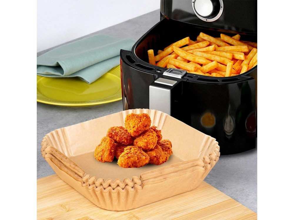 Vilde Αντικολλητικά Χαρτιά για Air Fryer 19x19cm Τετράγωνα, Σετ 100τμχ