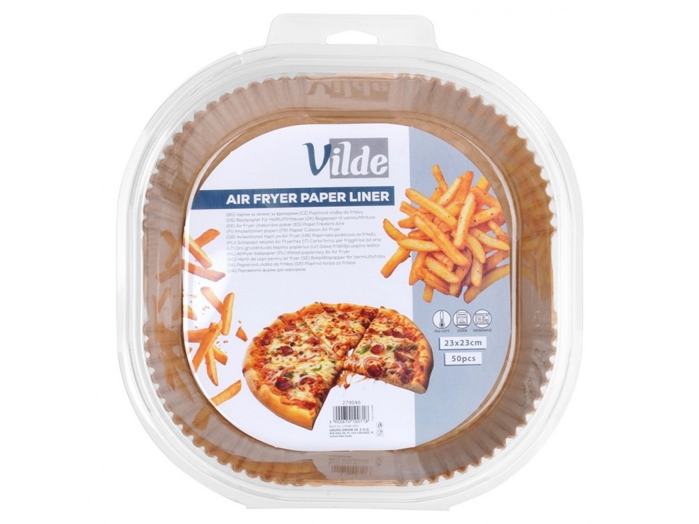 Vilde Αντικολλητικά Χαρτιά για Air Fryer 23x23cm Τετράγωνα, Σετ 50τμχ