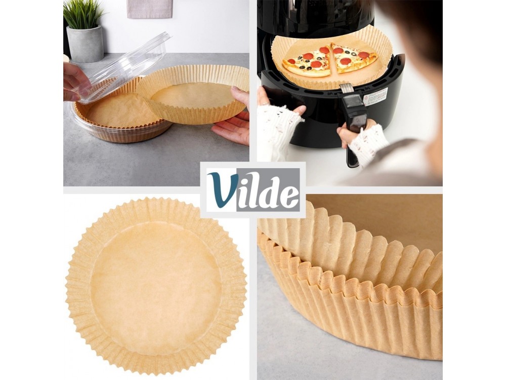 Vilde Αντικολλητικά Χαρτιά για Air Fryer 23cm Στρογγυλά, Σετ 100τμχ