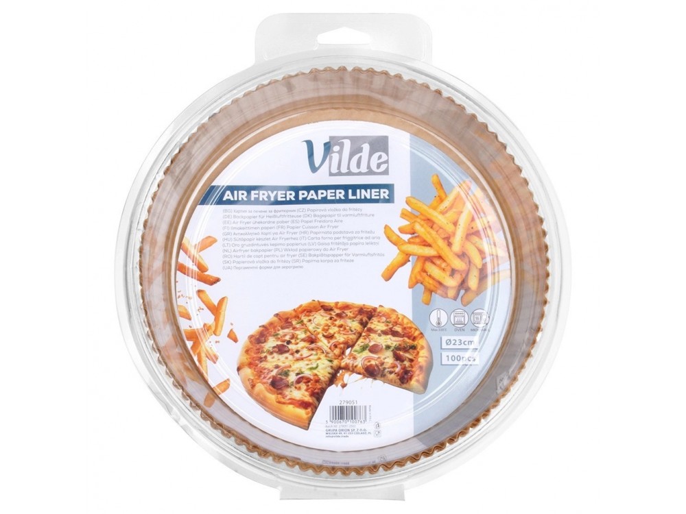 Vilde Αντικολλητικά Χαρτιά για Air Fryer 23cm Στρογγυλά, Σετ 100τμχ