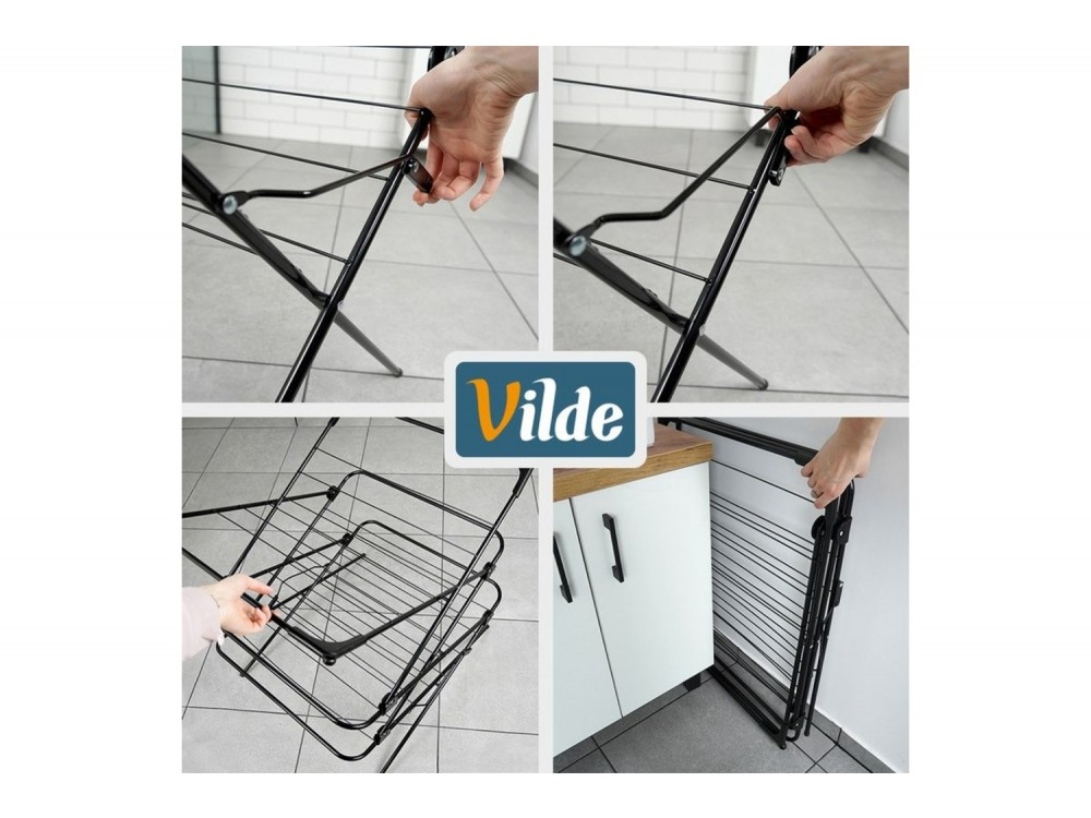 Vilde Απλώστρα Ρούχων Μεταλλική Κάθετη 61x58x136 cm, Black
