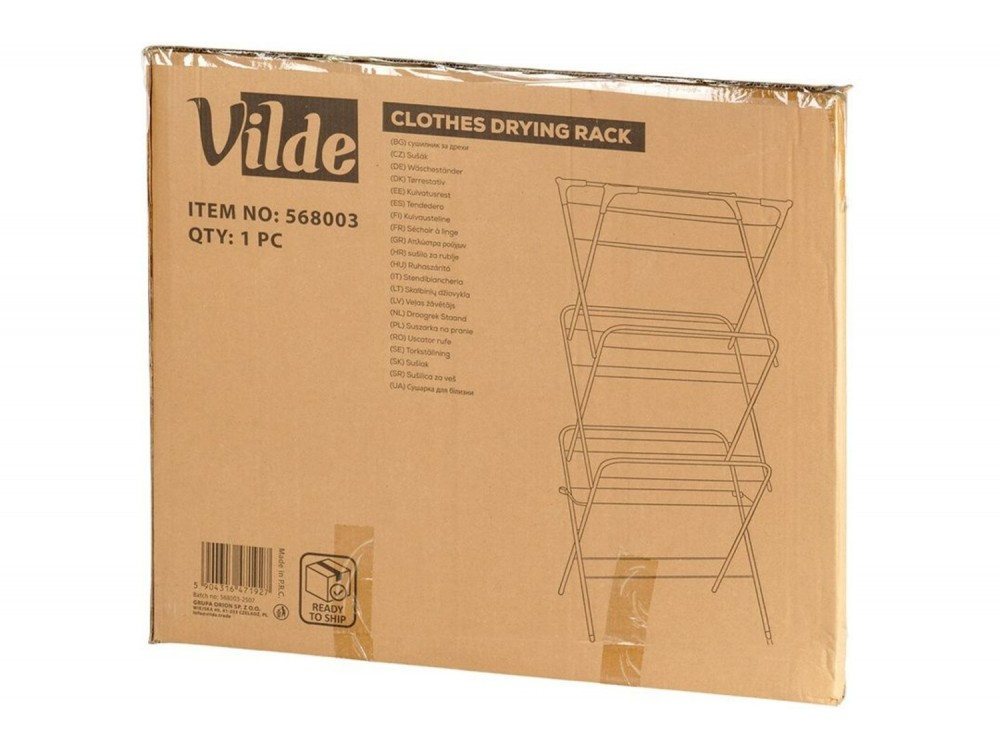 Vilde Απλώστρα Ρούχων Μεταλλική Κάθετη 61x58x136 cm, Black