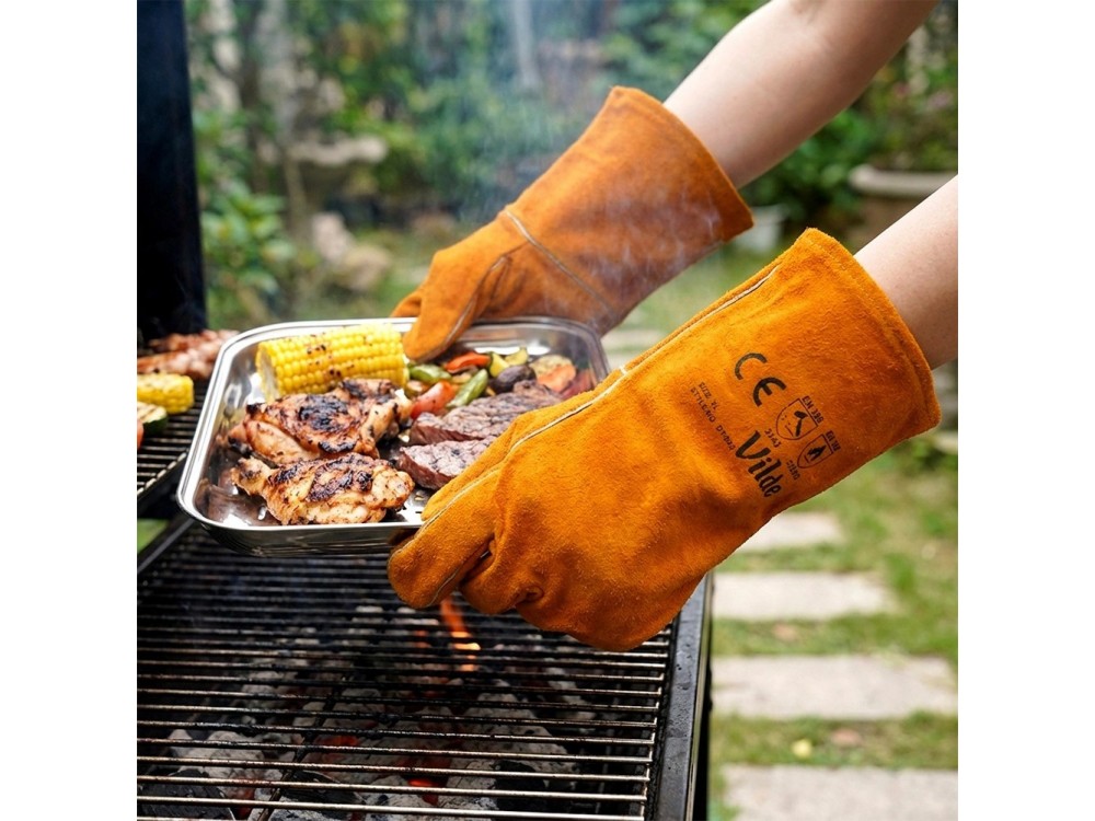 Vilde Γάντια BBQ από Δέρμα, Σετ 2τμχ