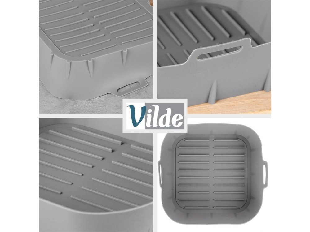 Vilde Αντικολλητική Φόρμα Σιλικόνης για Air Fryer 22x22cm, Gray