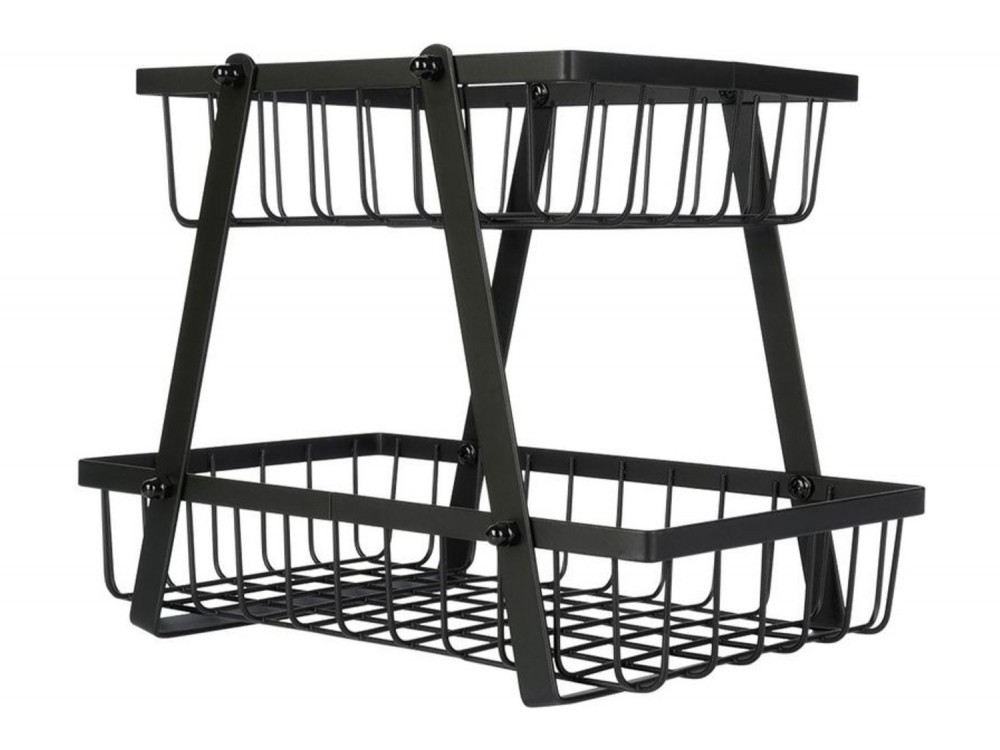 Vilde Φρουτιέρα Μεταλλική 2 Επιπέδων Deluxe, Black