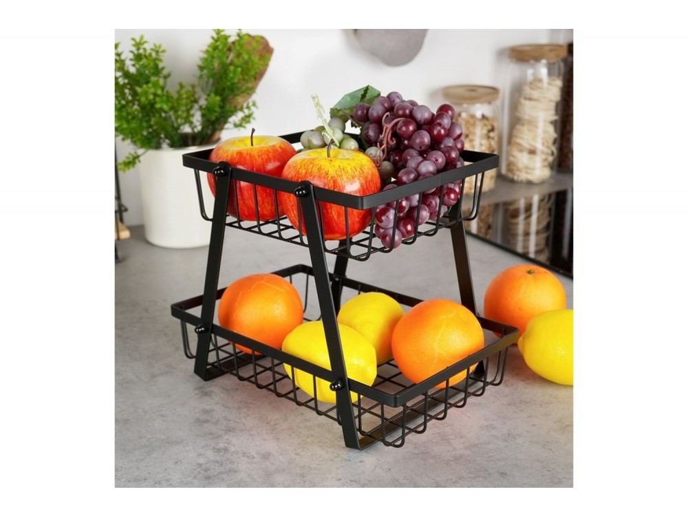 Vilde Φρουτιέρα Μεταλλική 2 Επιπέδων Deluxe, Black