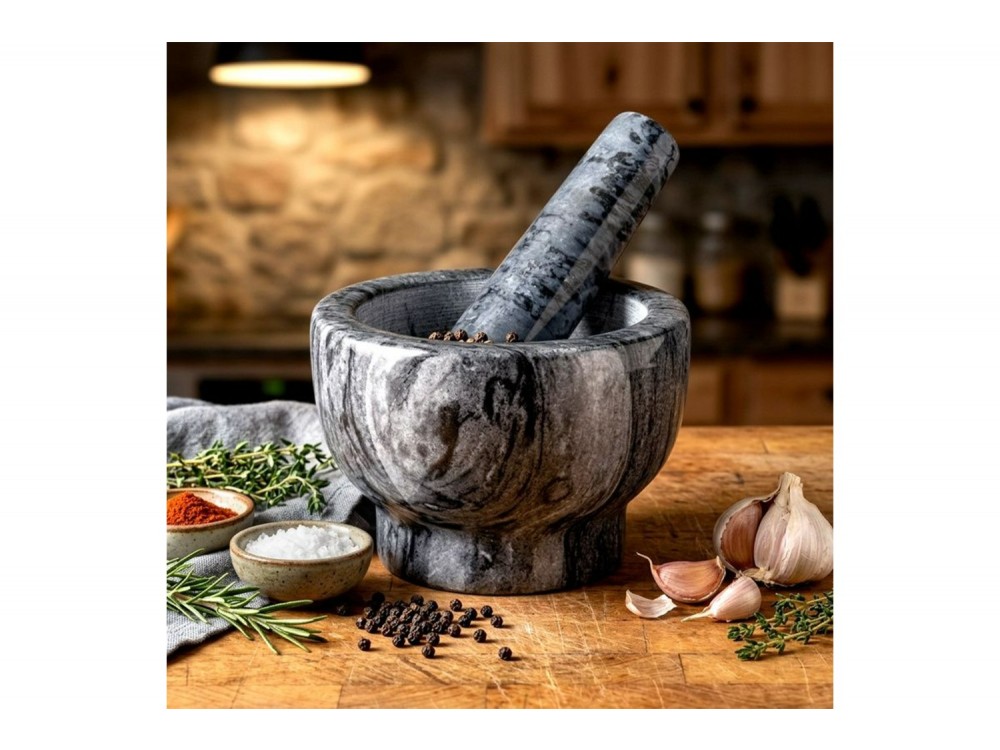 Vilde Γουδί με Γουδοχέρι Γρανίτη 13 cm, Black