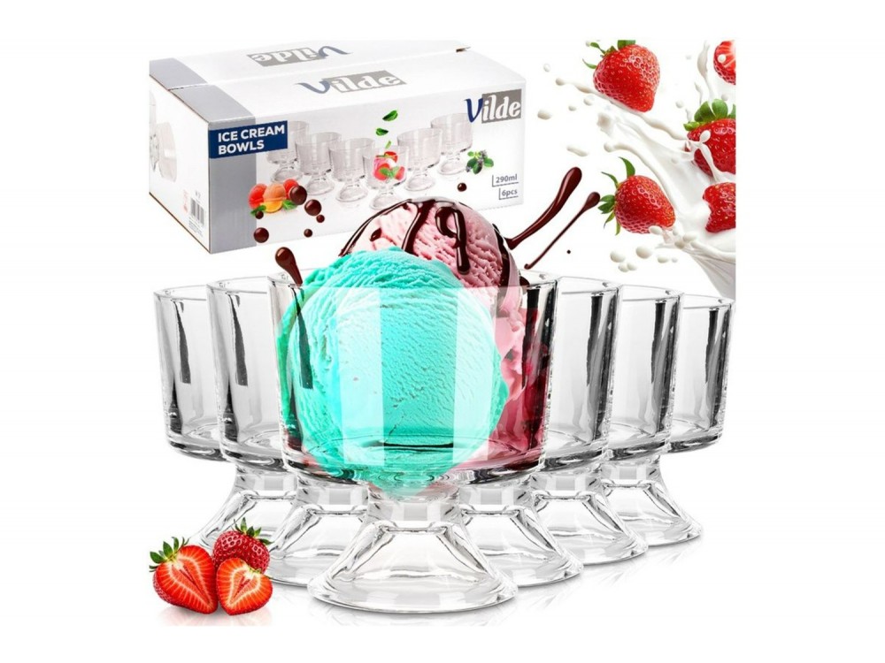 Vilde Γυάλινα Μπολ Παγωτού 290 ml, Σετ 6 τεμαχίων
