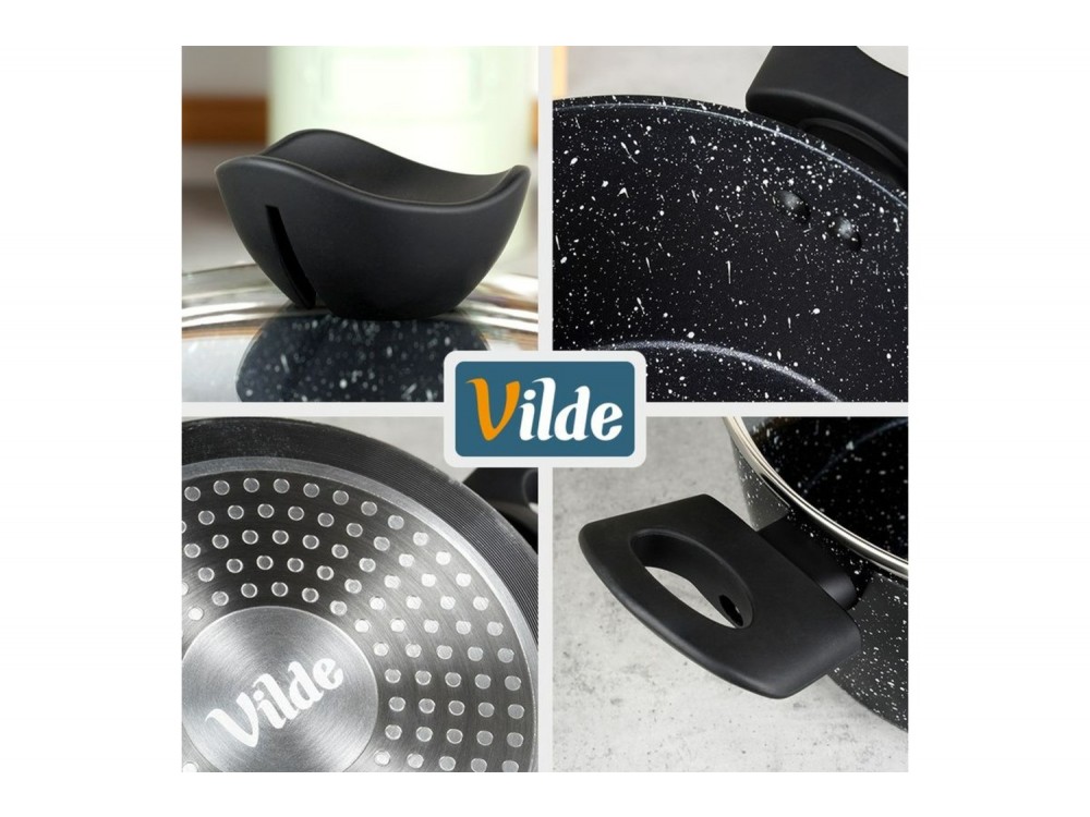 Vilde Κατσαρολάκι Γρανίτη με Γυάλινο Καπάκι 16 cm, 1.1 l